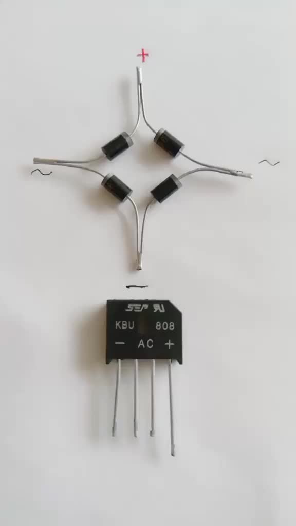 #硬聲創作季  #電子DIY 用4個二極管搭建整流橋。