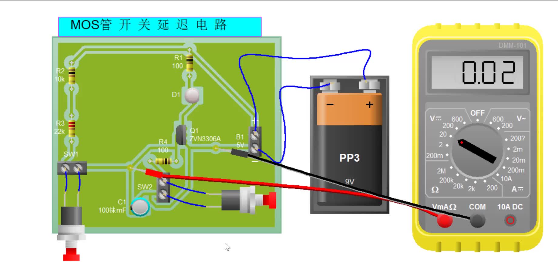 采用1颗MOS管做一个延迟电路，主要是让大家熟悉一下MOS开启原理#硬声创作季 