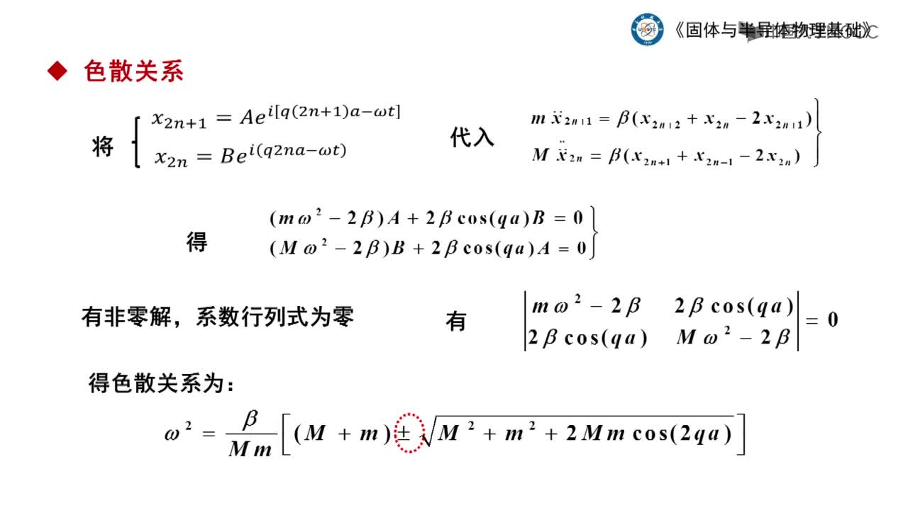 原子晶格振动的运动方程及色散关系(2)#硬声创作季 