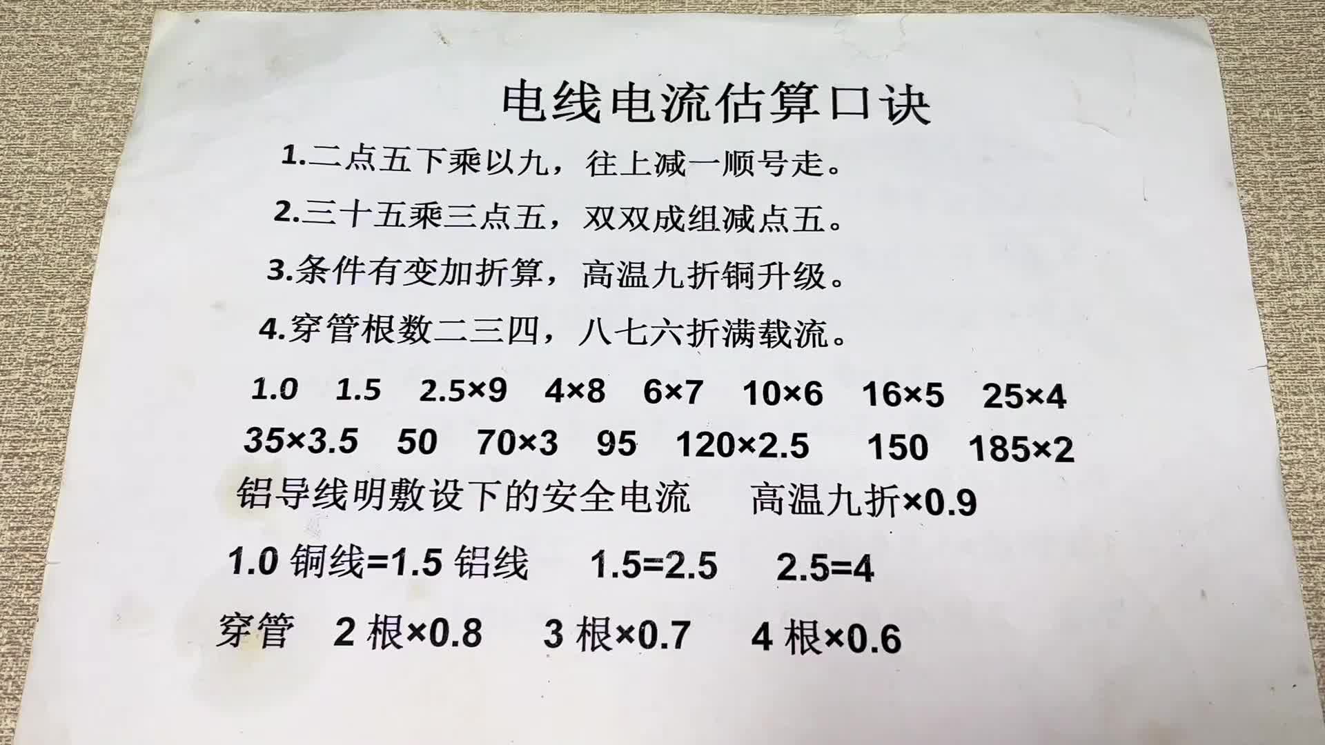 電工算電流用的口訣，2.5下乘以9，銅升級說的是什么意思？教給你#電路原理 