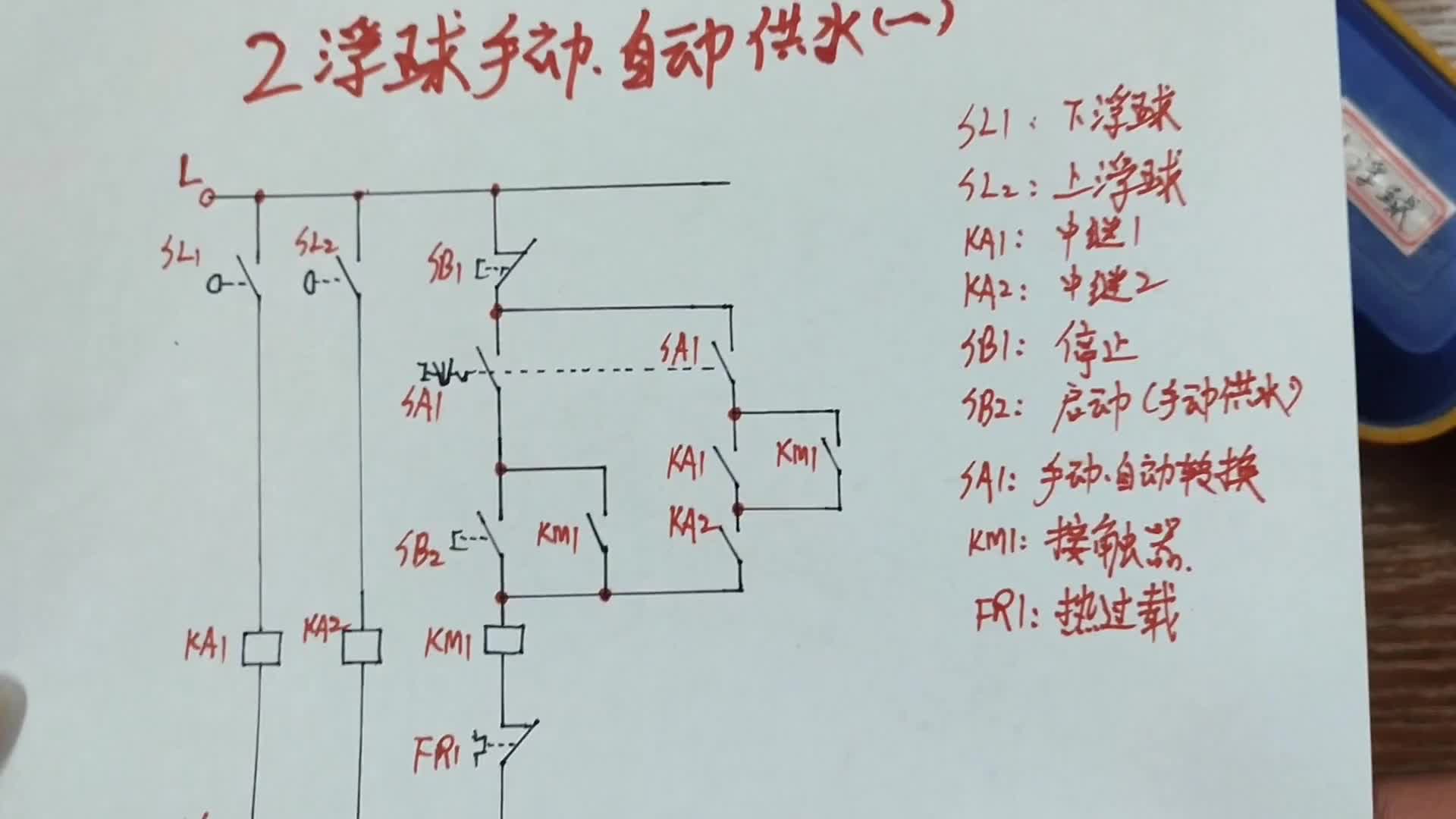 上下2個浮球手動自動供水電路，低啟高停原理圖老電工分析詳解