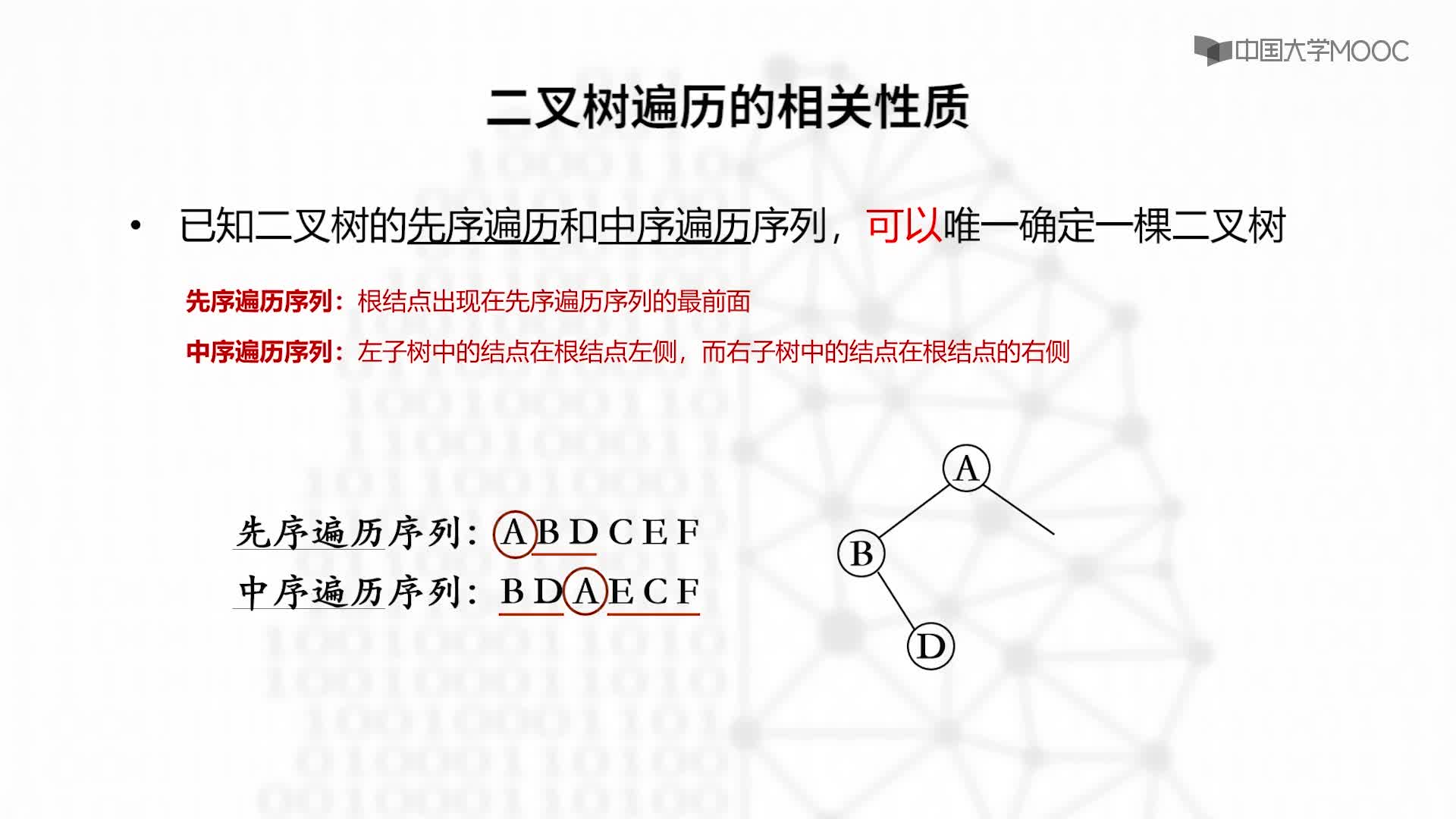 结构数据：5.3.4 二叉树遍历的相关性质-教学视频(2)#结构数据 