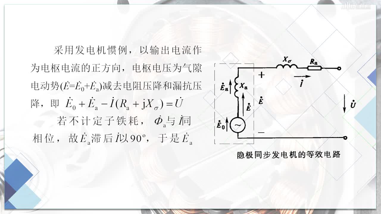 [7.3]--隱極同步發(fā)電機(jī)的電壓方程、相量圖和等效電路(2)#硬聲創(chuàng)作季 