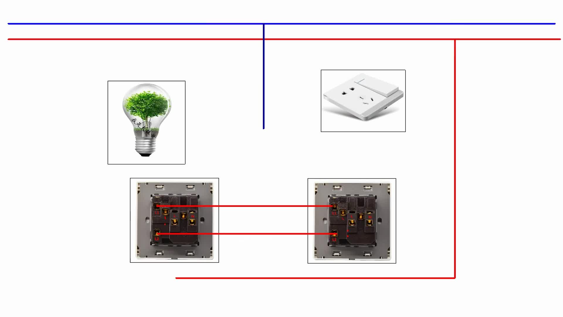 2个带插座的开关怎么控制一个灯？实物接线图一看就懂