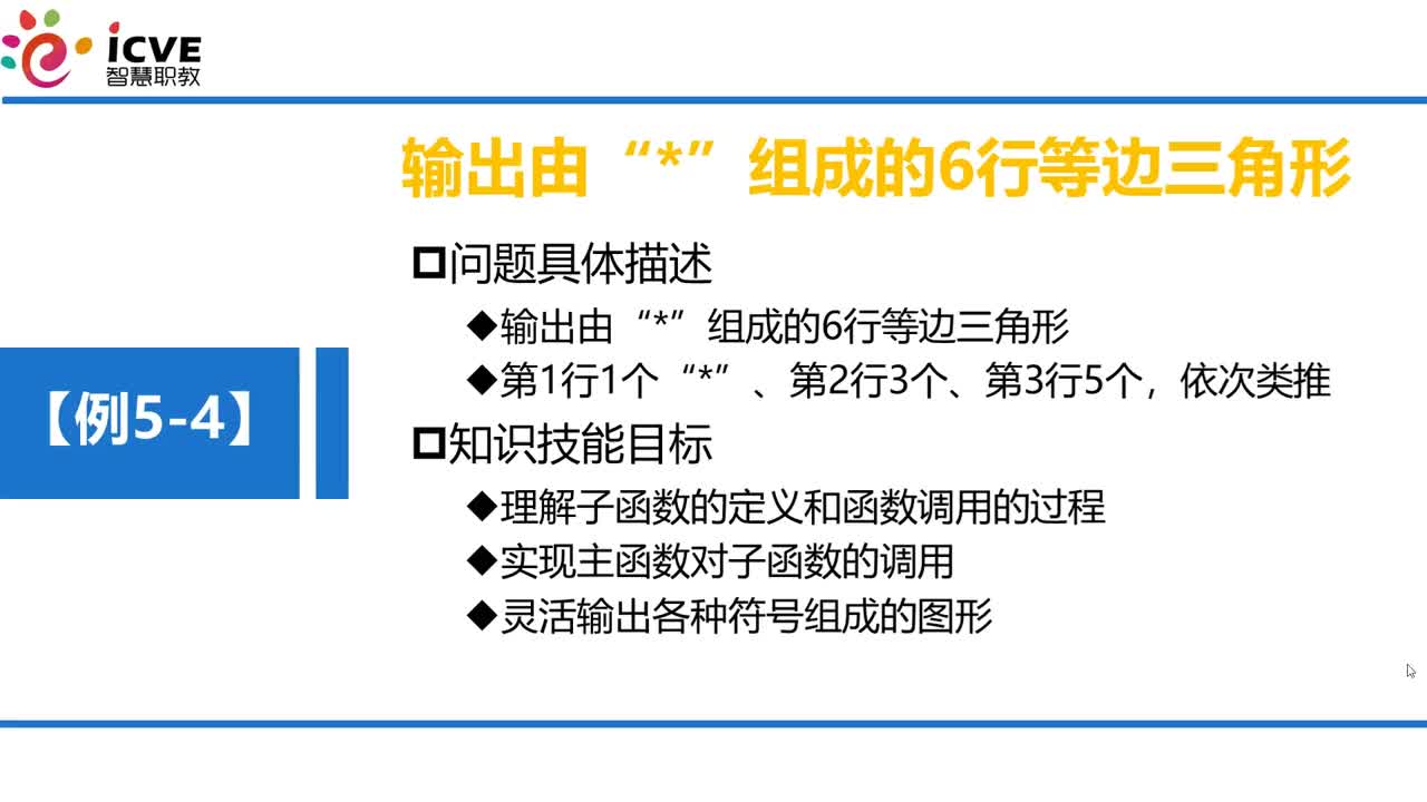 C語(yǔ)言 第5章 函數(shù) 5-2-1 例5-4 通過函數(shù)輸出特殊圖形