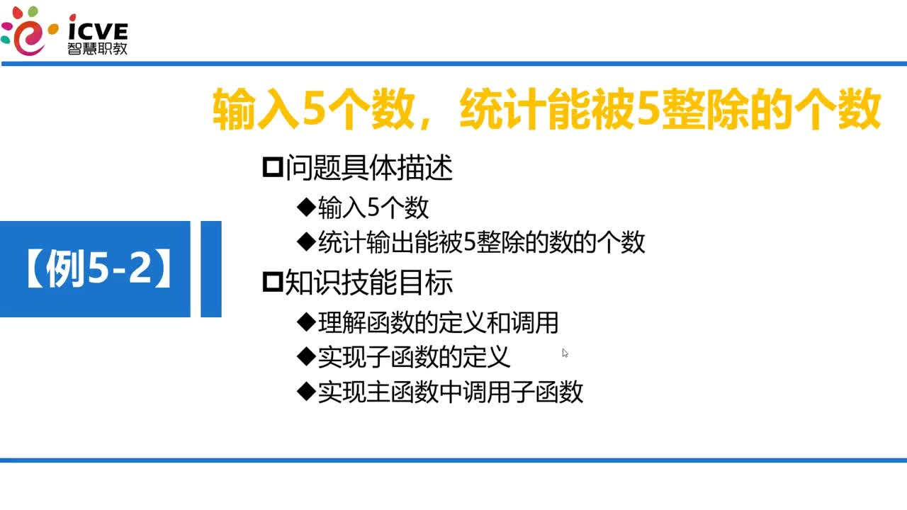 C语言 第5章 函数 5-1-5 例5-2 通过函数判断一个数是否为5的倍数