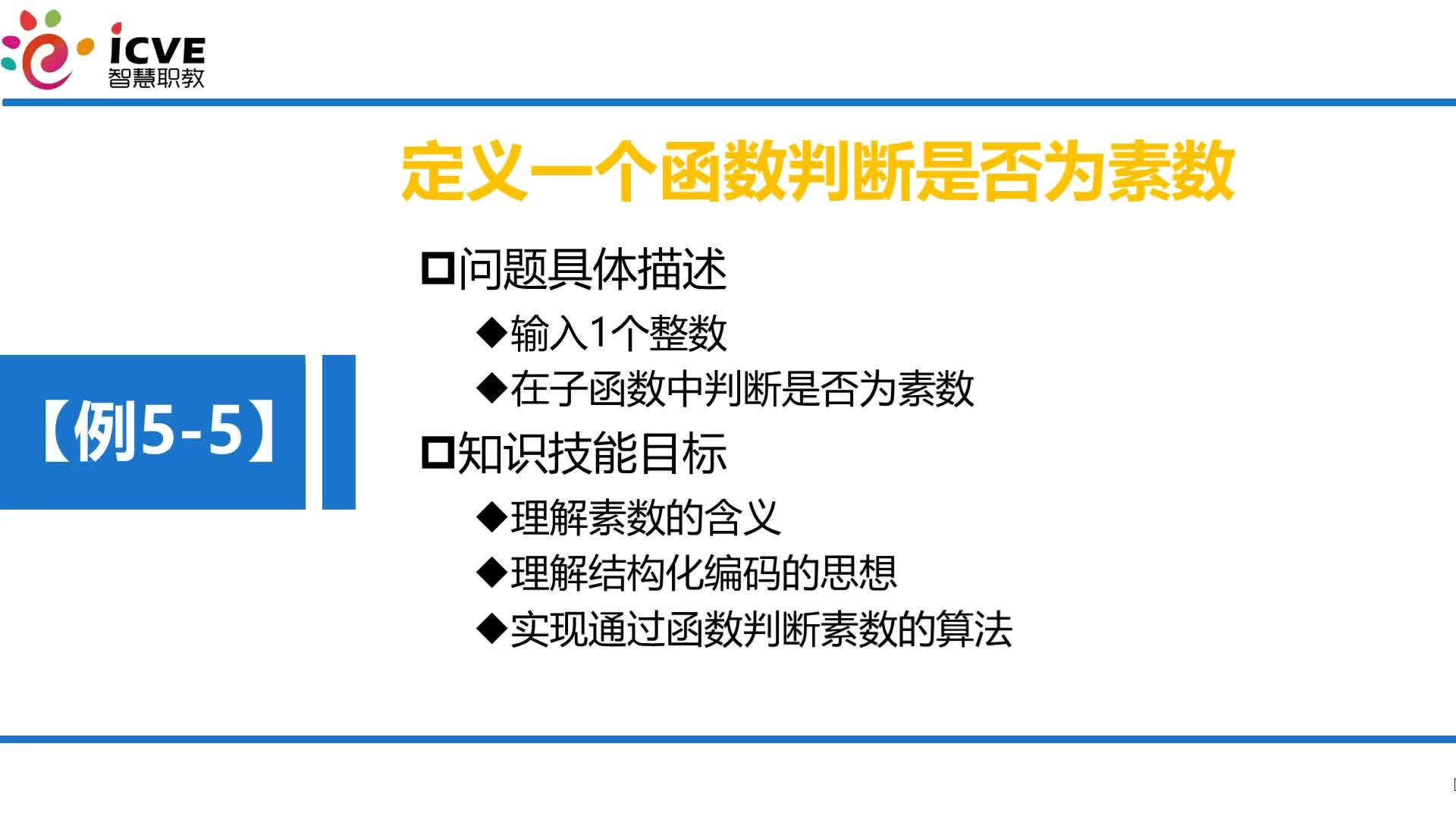 C语言 第5章 函数 5-2-4 例5-5 通过子函数判断素数问题