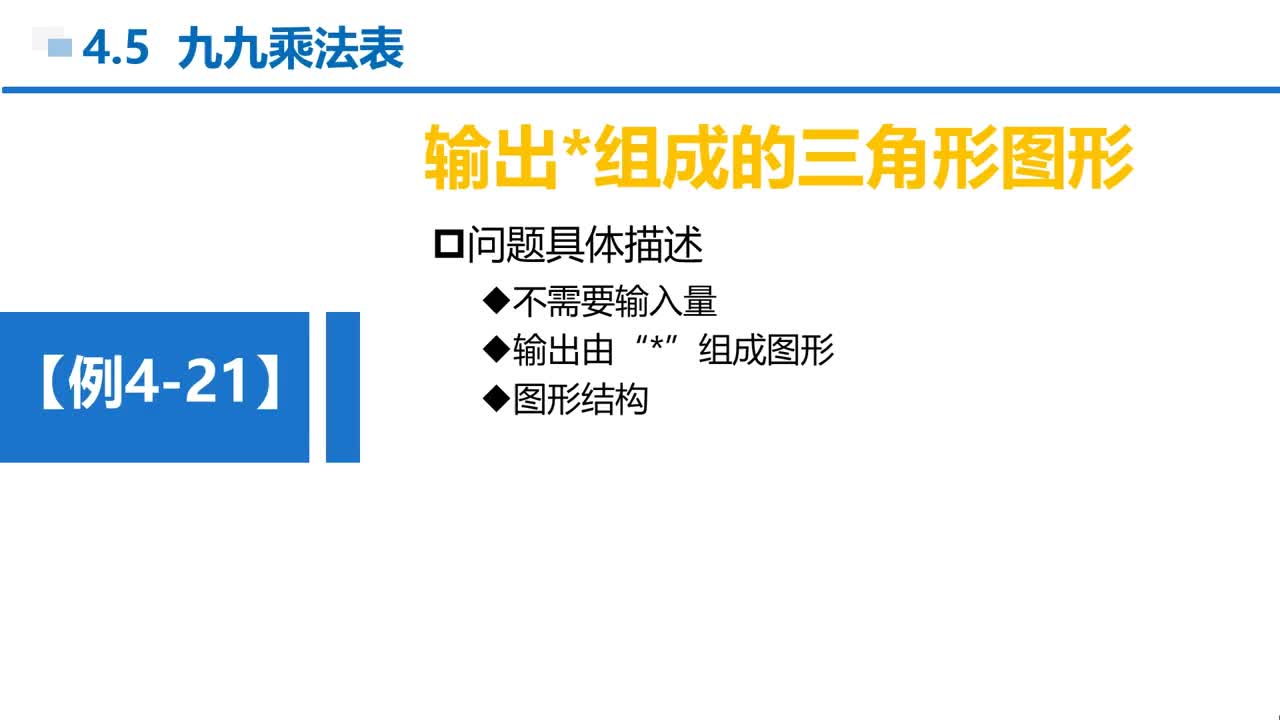 C语言 第4章 循环结构 4-5-4 例4-21 输出空格和星号组成的图形