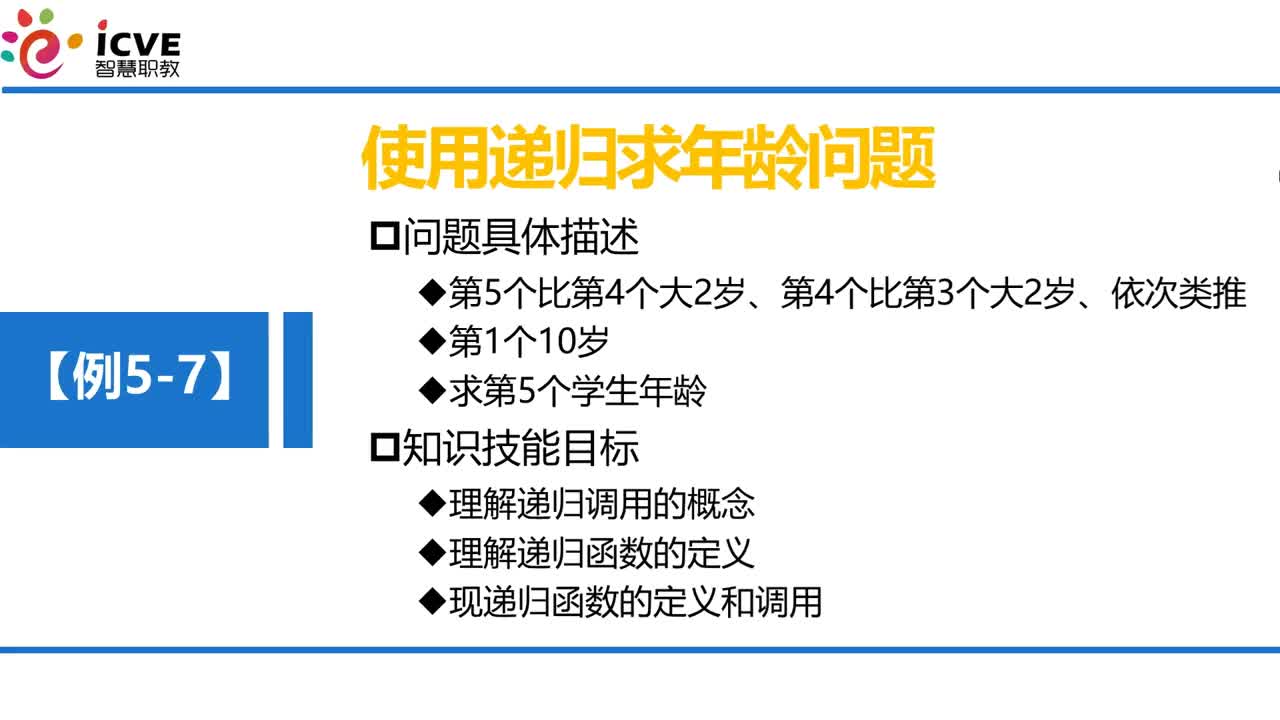 C语言 第5章 函数 5-3-1 例5-7 递归解决递推问题