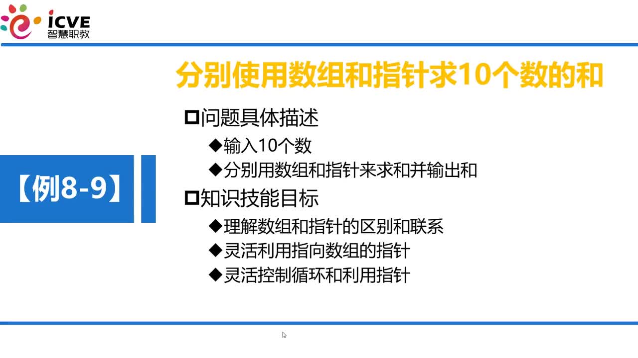 C語言 第8章 指針?8-3-5 例8-9 分別用數組和指針計算數組元素