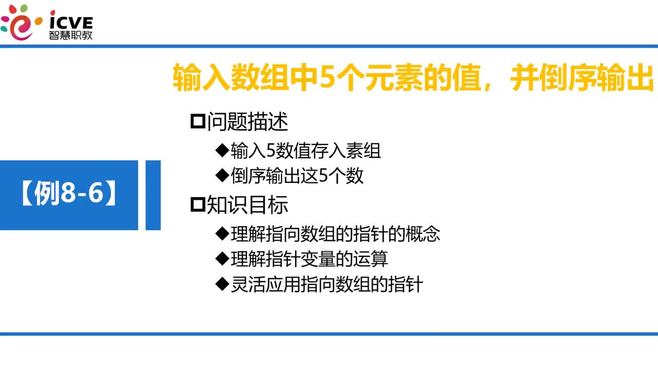 C语言 第8章 指针 8-2-4 例8-6 技能训练—利用指针实现数组倒序