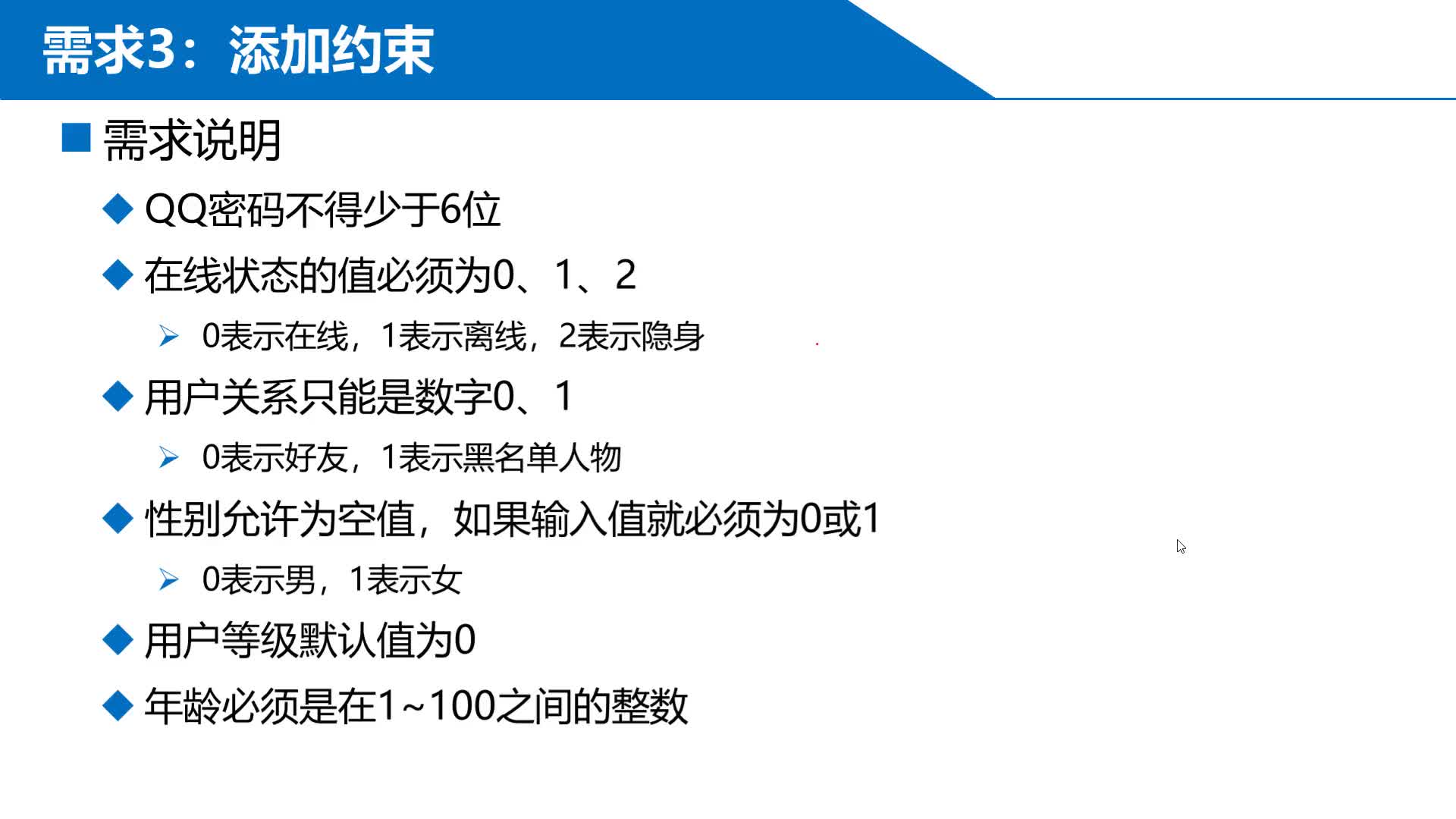 SQL数据库 第7章 阶段项目—QQ数据库管理 7-2-3  添加约束