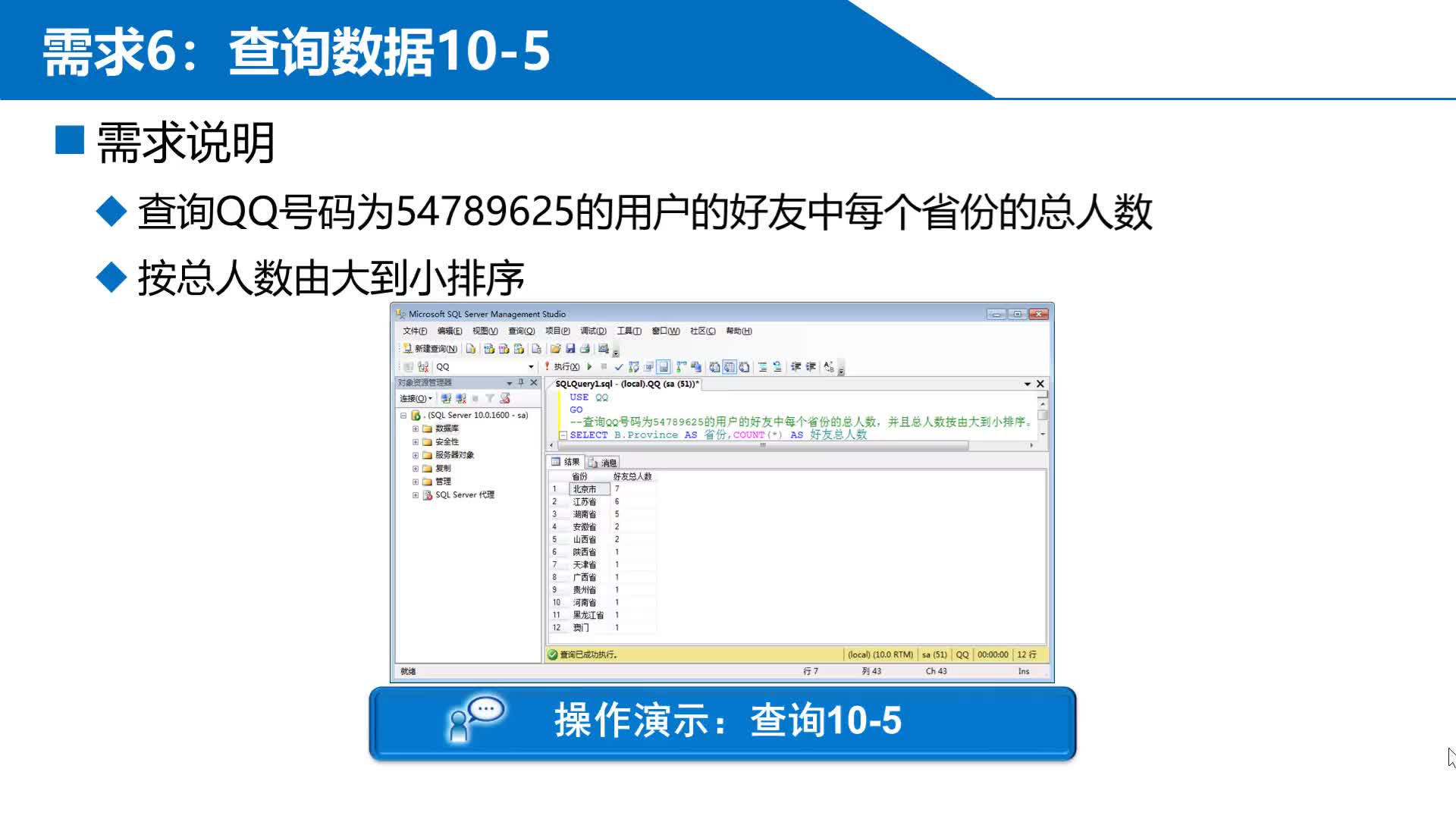 SQL数据库 第7章 阶段项目—QQ数据库管理 7-2-6-5  查询5