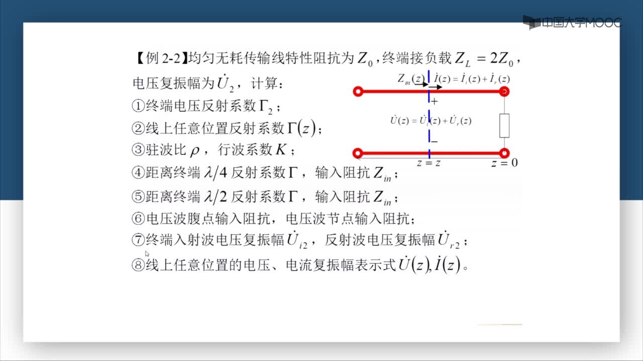 微波技術(shù)：第2-23講 傳輸線例題--已知終端負(fù)載求其它狀態(tài)參量(2)#微波技術(shù) 