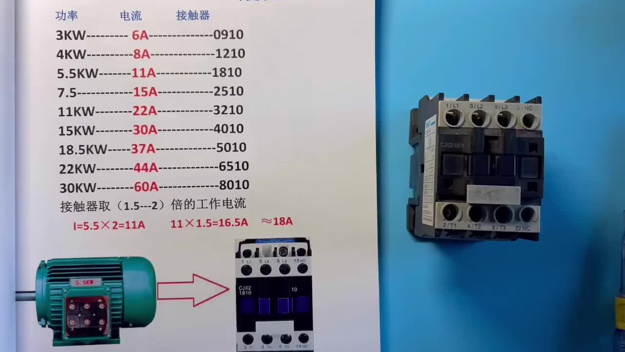 电工知识：接触器的选型对照表，15KW的电机该配多大的接触器#硬声创作季 