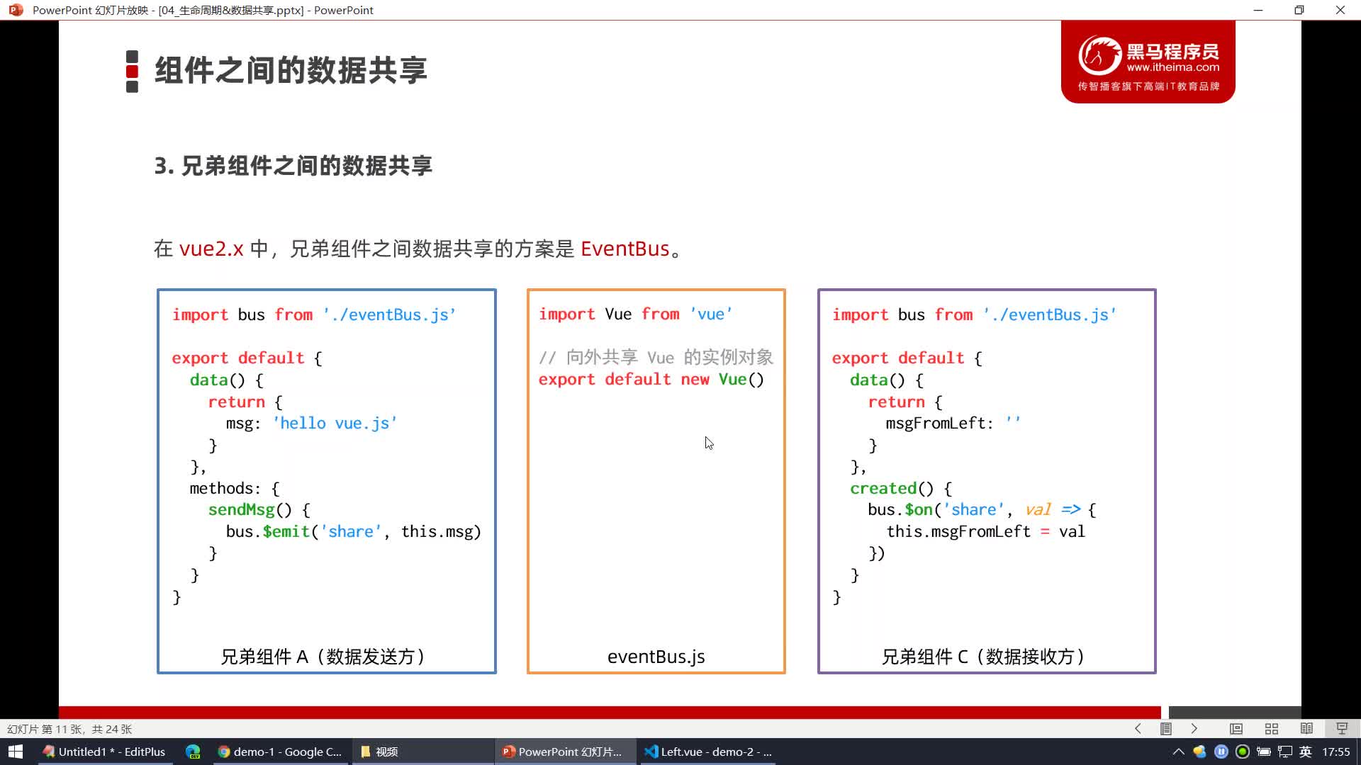 Vue2-27.演示EventBus的使用#硬聲創(chuàng)作季 