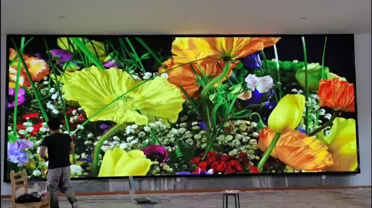 四川凉山某公司展厅15.56平方P1.86全彩超清LED大屏点亮效果案例#产品方案 #LED显示屏 