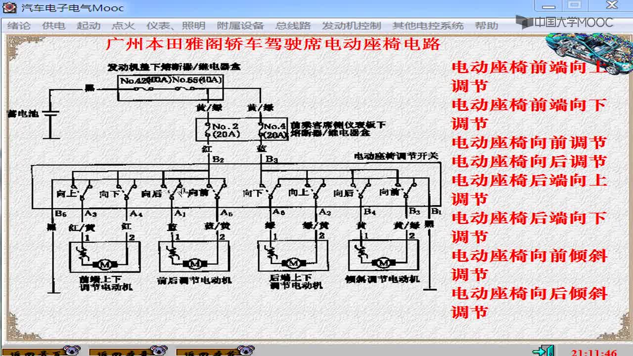 汽車電子電氣：電動座椅控制電路(2)#汽車電子電氣 