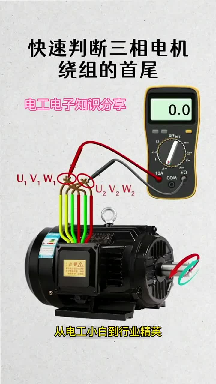 電子知識11_從電工小白到行業精英，四步教會你用萬用表快速判斷三相電機繞組的首尾。#電工知識 