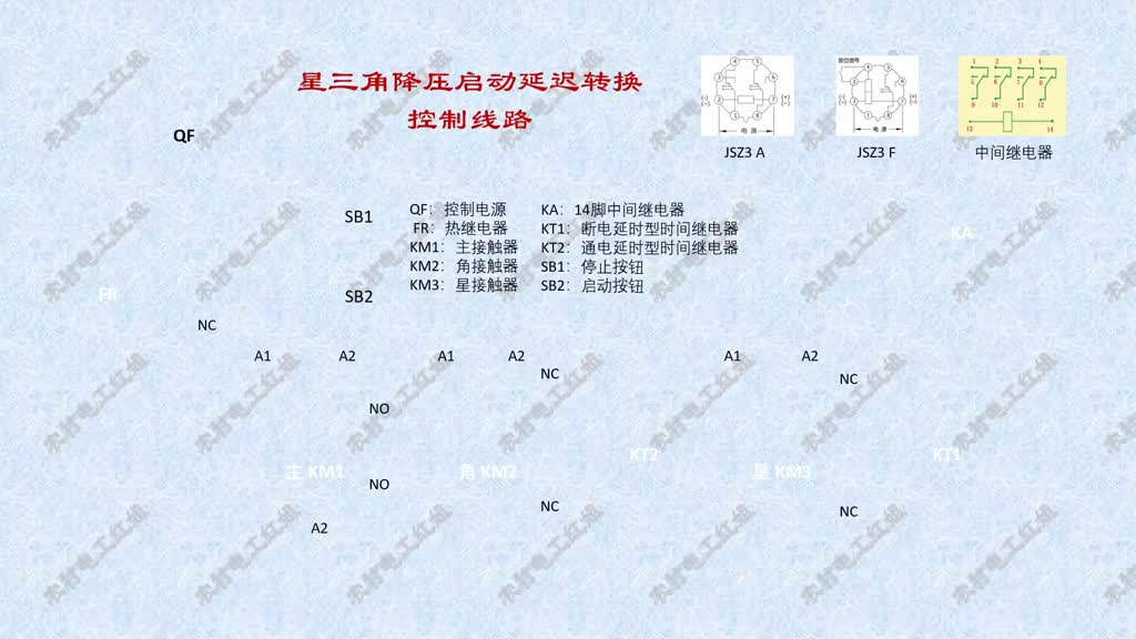 星三角降壓啟動自動延遲轉換控制線路接線方法#零基礎學電工 #電氣控制 #星三角啟動#硬聲創作季 