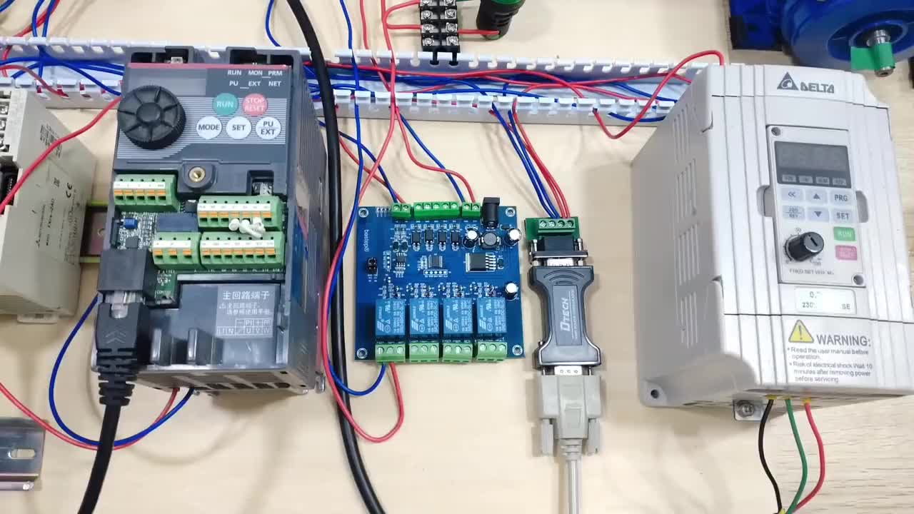 MODBUS RTU通讯第三部分，PLC变频器和485电子继电器模块组网 #变频器 #MODB#硬声创作季 