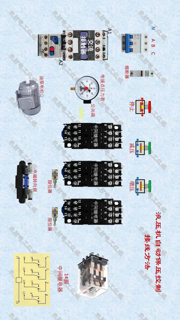 #电工知识 #液压机 #零基础学电工 液压机控制线路，电接点压力表自动控制线路。#硬声创作季 