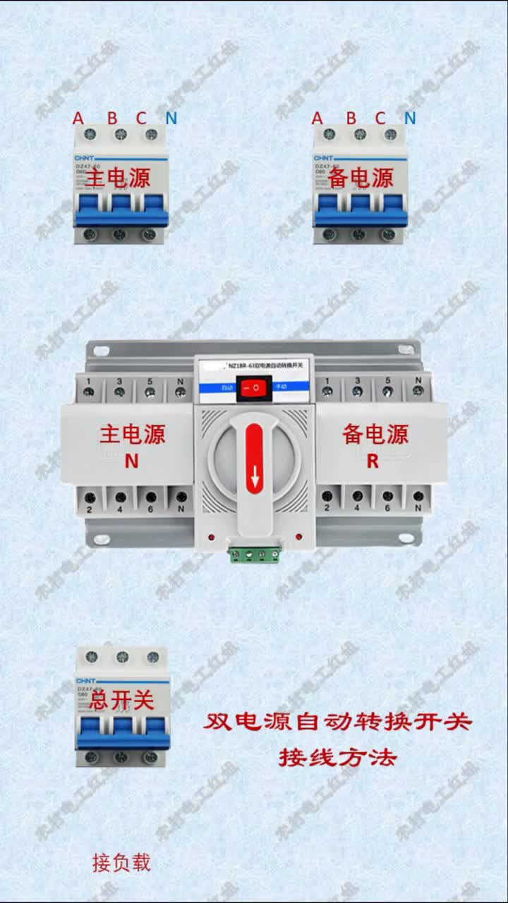 #电工知识 #零基础学电工 #双电源转换开关 双电源自动转换开关接线方法#硬声创作季 