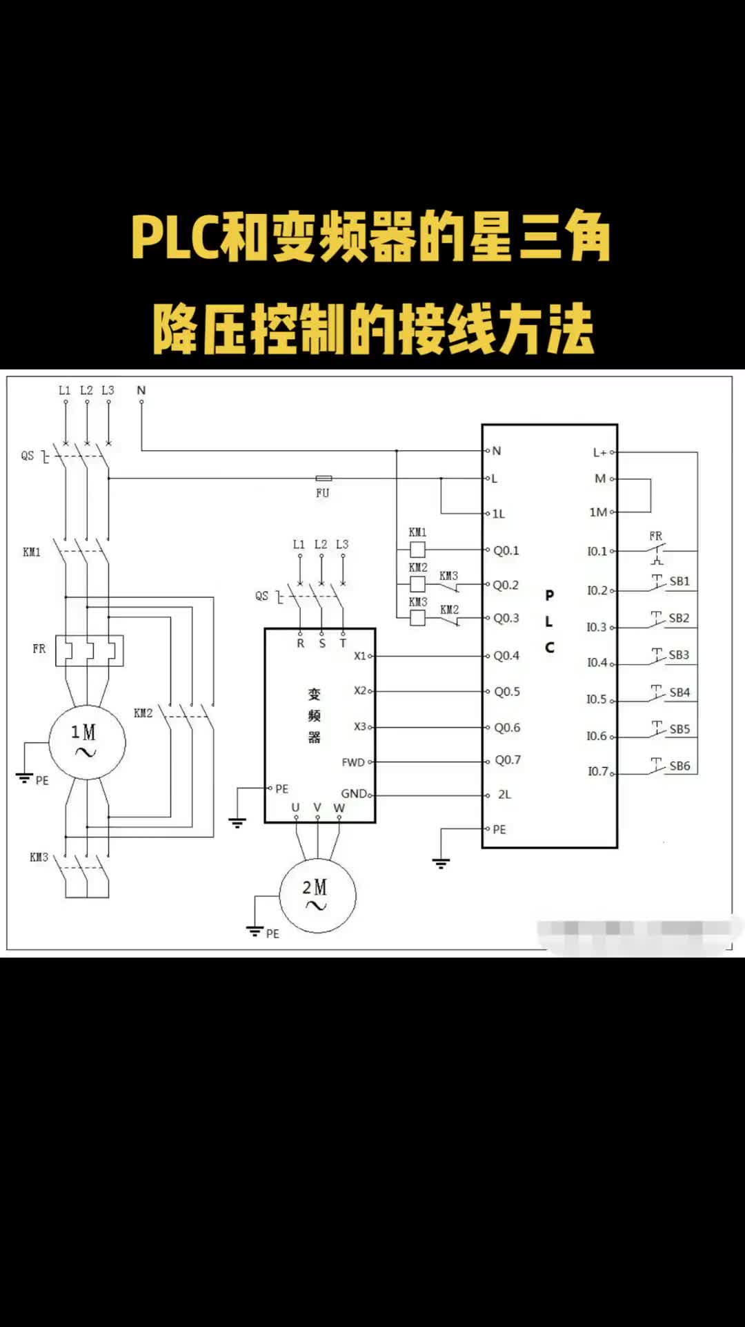 PLC和變頻器的星三角降壓控制的接線方法