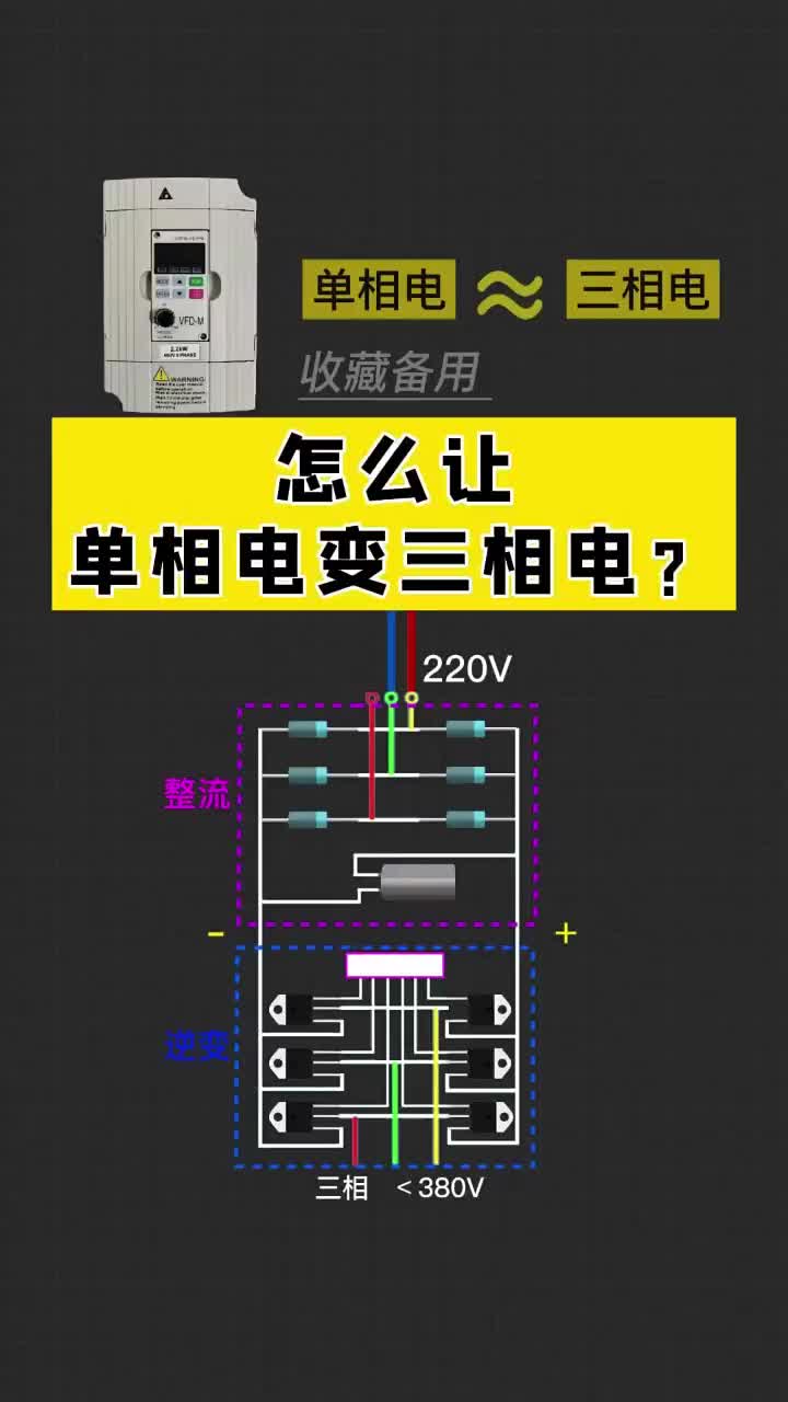 讓單相電變三相電，老鐵們，點贊關注收藏 #電工 #電工知識 #PLC#硬聲創作季 