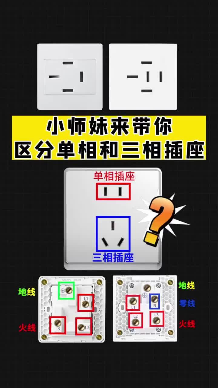 怎么去區(qū)分單相和三相插座，點贊關(guān)注收藏哦！ #電工 #電工知識 #編程#硬聲創(chuàng)作季 
