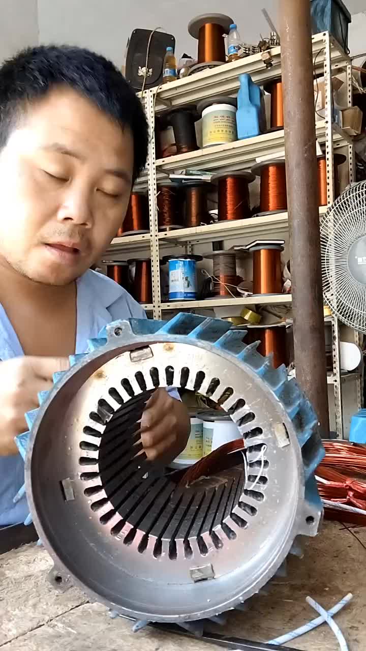 3千瓦四極電機線圈修理中 #電機維修 #修理工日常#硬聲創作季 