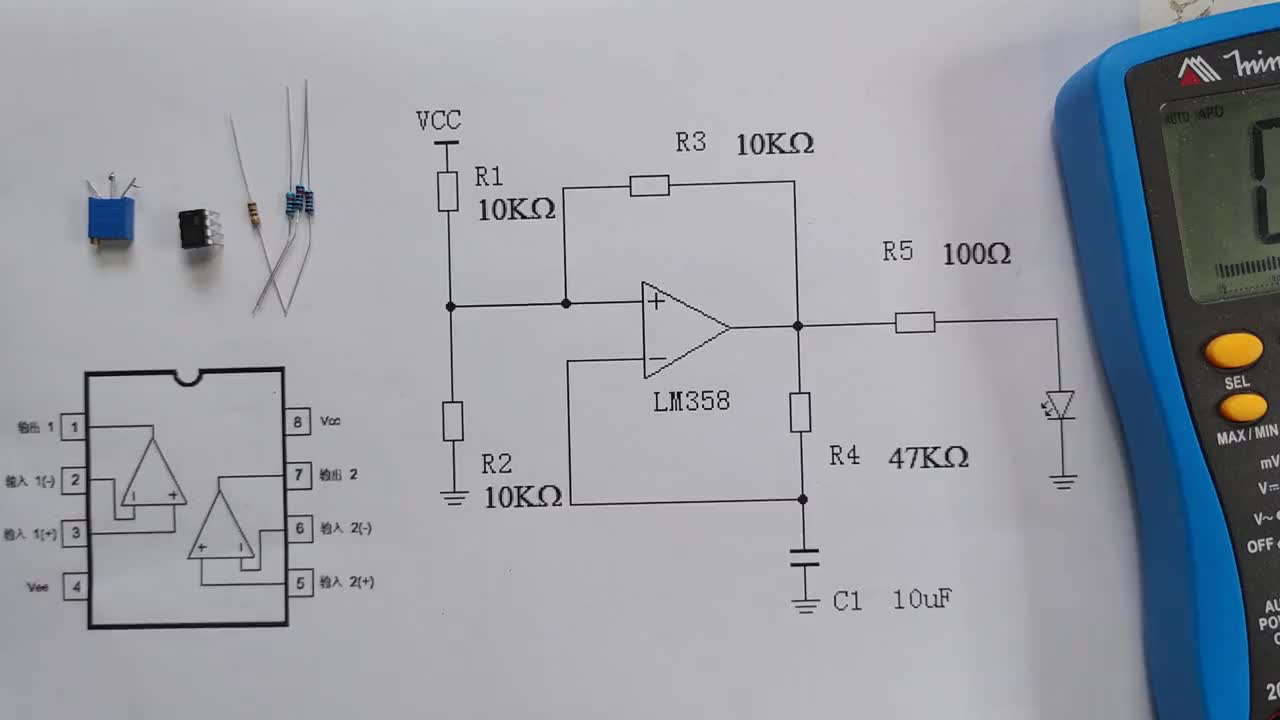 一个很巧妙的LM358振荡电路，零基础都可以理解，几分钟就搭成了 #电路 #零基础学电工 #电#硬声创作季 