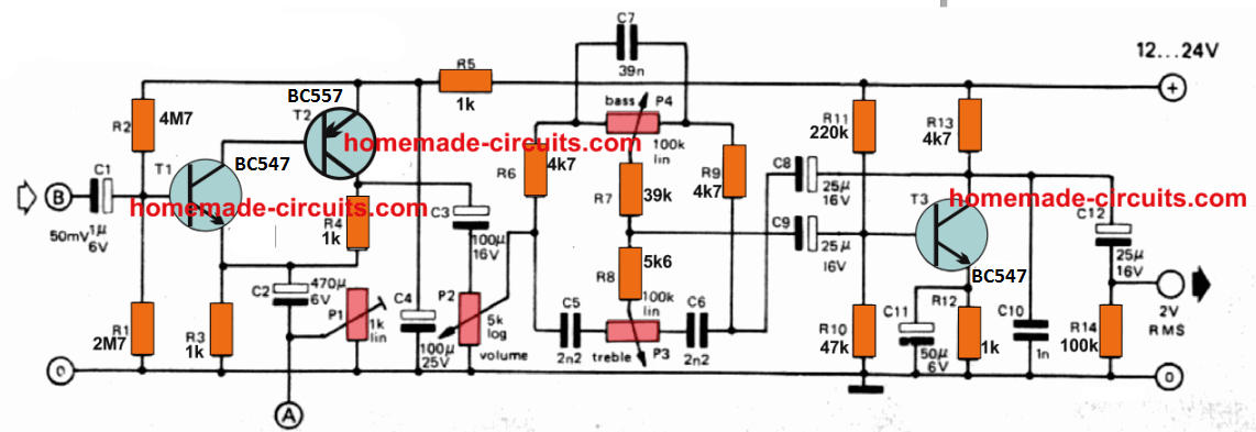 带低音高音控制5瓦立体声<b class='flag-5'>放大器</b>电路