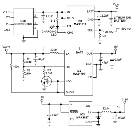 从<b class='flag-5'>USB</b><b class='flag-5'>端口</b>为便携式设备<b class='flag-5'>提供</b>+5V和+3.3V电源