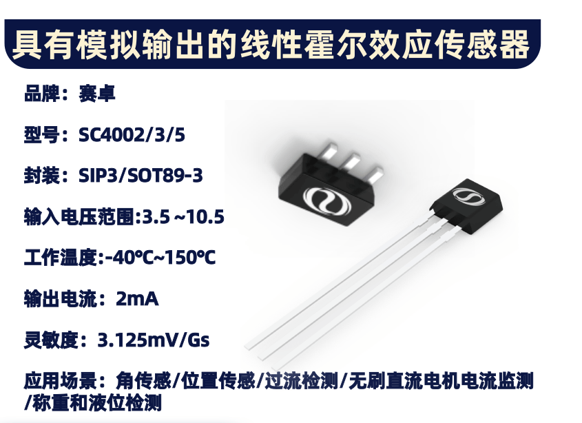 具有模拟输出的<b class='flag-5'>线性</b>霍尔效应<b class='flag-5'>传感器</b>IC—SC4002/3/5
