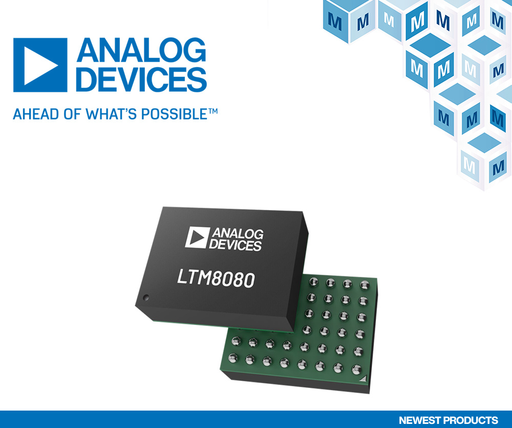 貿澤開售用于低噪聲敏感型應用的Analog Devices LTM8080 μModule穩壓器