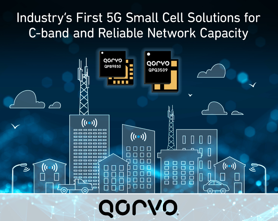 Qorvo® 面向 5G 小型蜂窝基站推出业界首款 C <b class='flag-5'>频段</b> BAW 带通滤波器和开关/LNA 模块