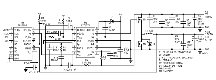 微处理器<b class='flag-5'>内核电</b>源<b class='flag-5'>电压</b>由I2C总线设置，无需VID线路