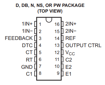 TL494的引脚功能/配置/额定值/操作条件/布局图