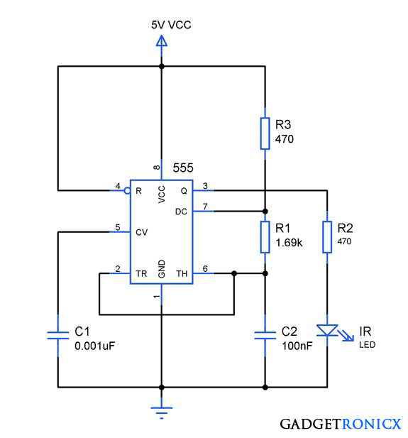 红外发生器电路图-IC555