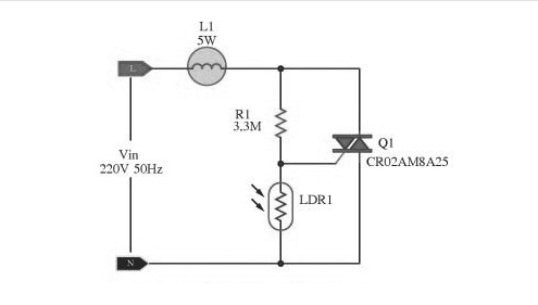 基于可控硅的自动调光灯电路