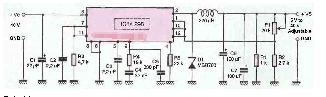 基于ICL296的大电流开关稳压器电源电路