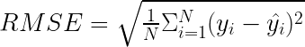 latex.php?latex=RMSE+%3D+%5Csqrt%7B%5Cfrac%7B1%7D%7BN%7D+%5CSigma%5EN_%7Bi%3D1%7D+%28y_i-%5Chat%7By_i%7D%29%5E2%7D+&bg=transparent&fg=000&s=3&c=20201002