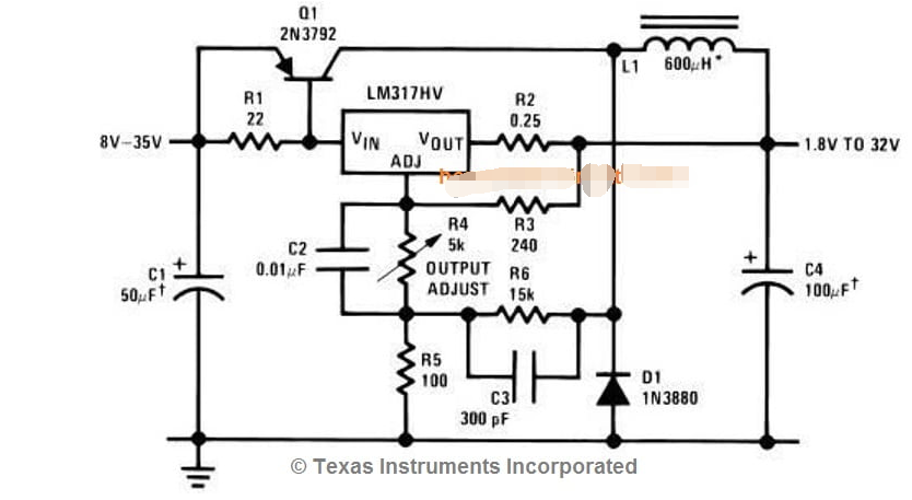 如何将LM317作为可变开关模式电源或零损耗的SMPS执行？