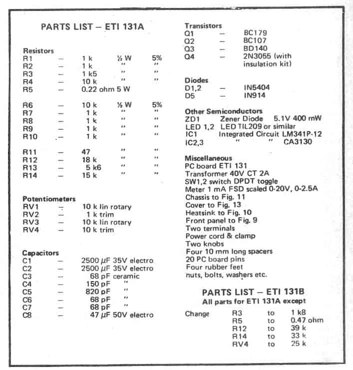 0-40V电源零件清单