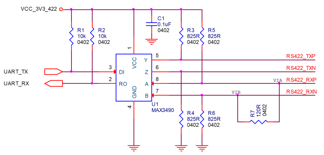 RS422/485电路偏置电阻和端接电阻取值方法