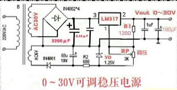 <b class='flag-5'>lm317</b>t制作简单电路，制作0-30V基于<b class='flag-5'>LM317</b>的可调稳压电源电路