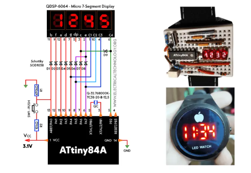 如何使用ATtiny84A微控制器构建面包板LED手表？