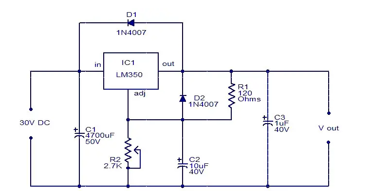 lm350可调稳压电源电路图