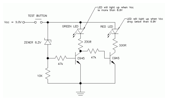 9v低电池电量指示器电路图解